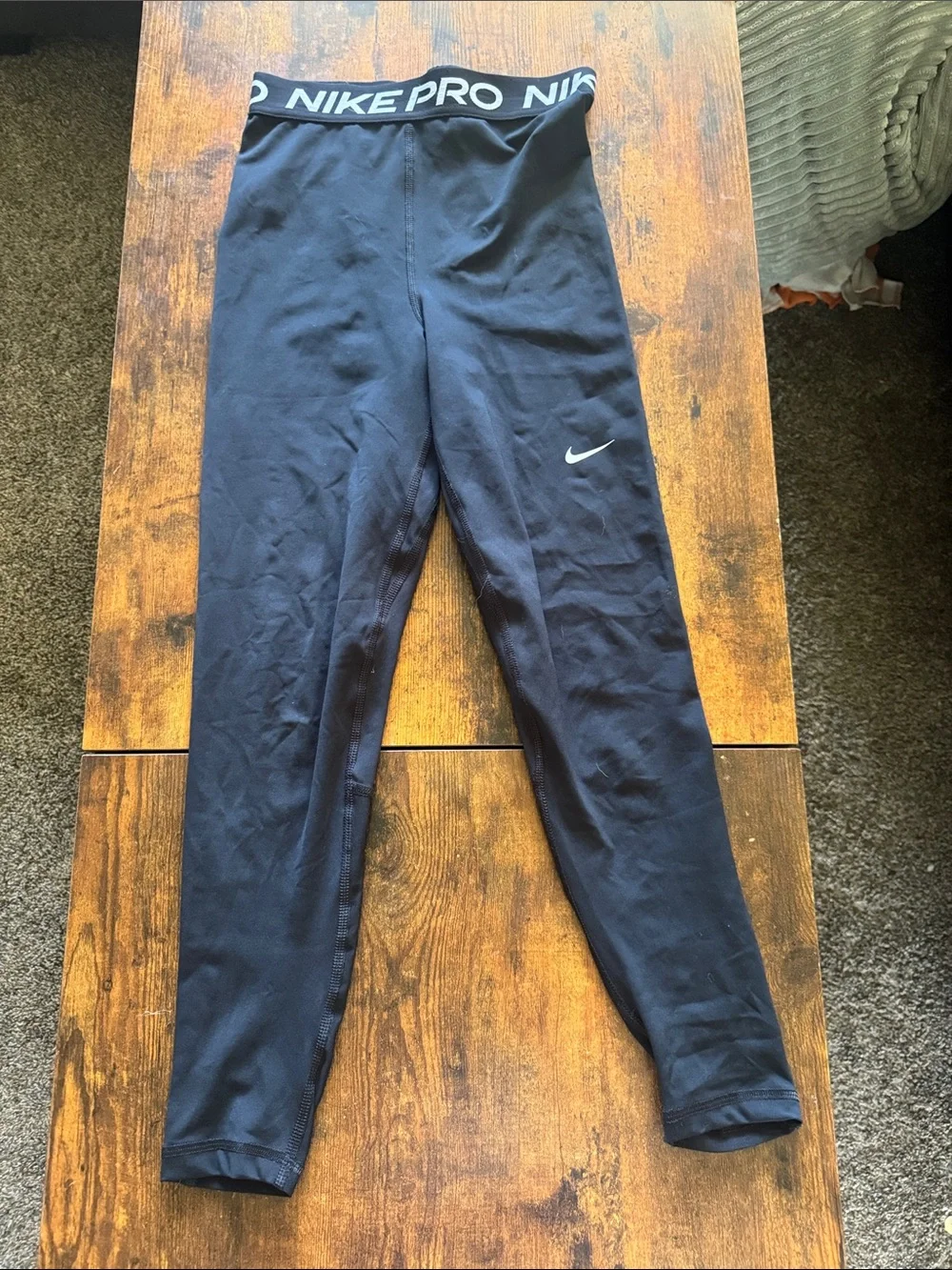 Nike Black Women’s Leggings with White Swoosh Waistband